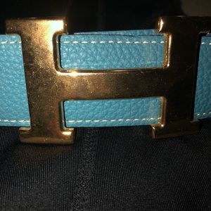 Womens Blue Hermes Belt